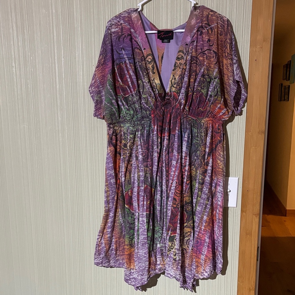 Elegant Multicolor Burnout Midi Dress